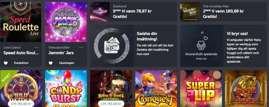 comeon.com, skjermbilde fra 2020