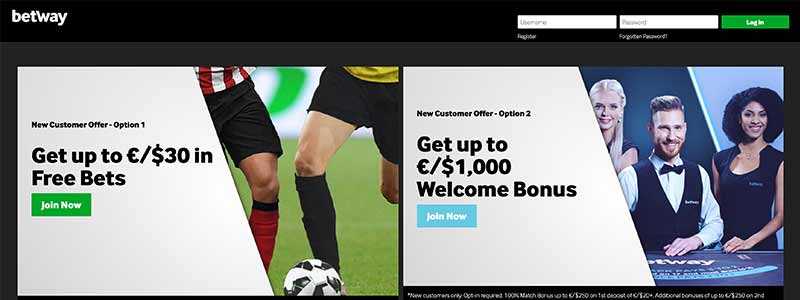 screenshot betway interface