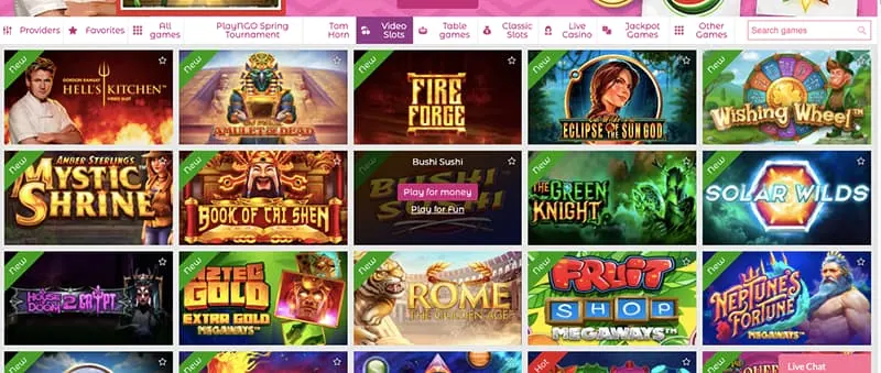 slotto jam casino games section