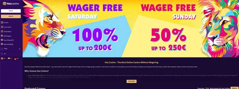 haz casino homepage