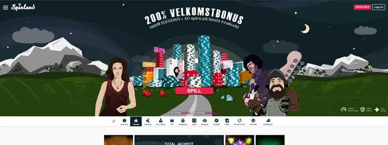 screenshot spinland casino interface