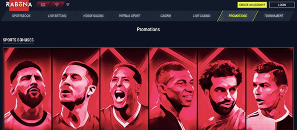 rabona casino interface promotions