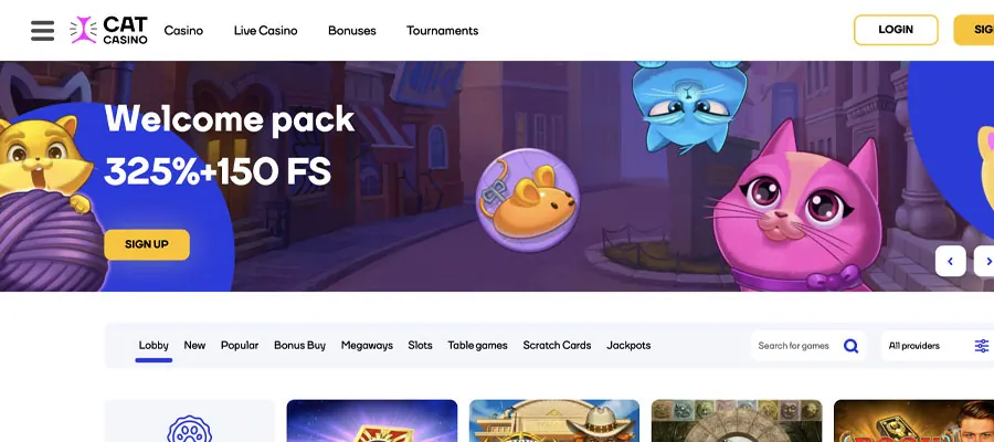 screenshot cat casino interface