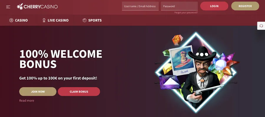 screenshot cherry casino interface
