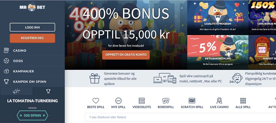 screenshot mr bet casino interface