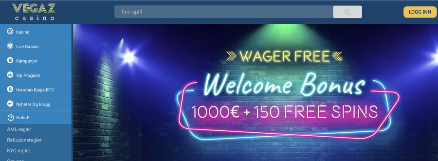 screenshot vegaz casino interface