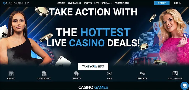 casinointer hottes live casino deals screenshot