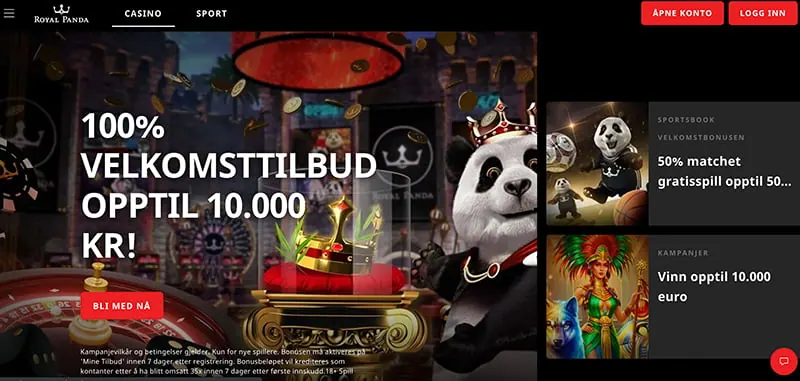 royal panda screenshot casino online interface