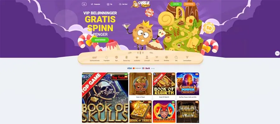 screenshot cookie casino interface