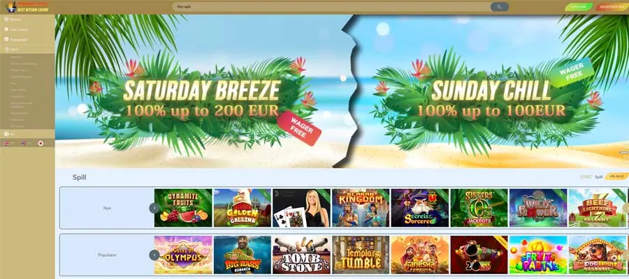 screenshot tropicalbit24 casino interface